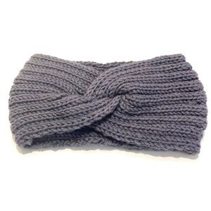 Gray Winter Front Twist Knit Headband Ear warmer